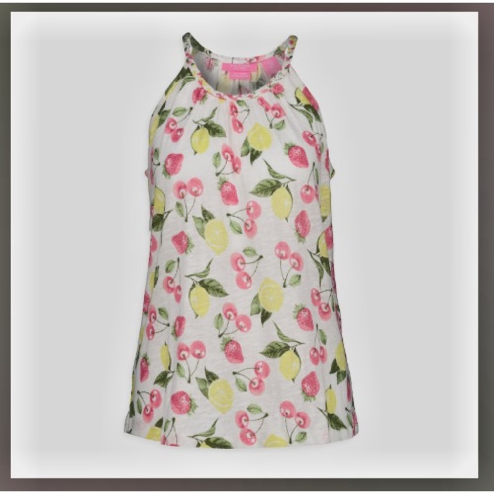 Issac Mizrathi New York Womens‎ Small Tank Linen Blend Fruit Pattern Braided NWT